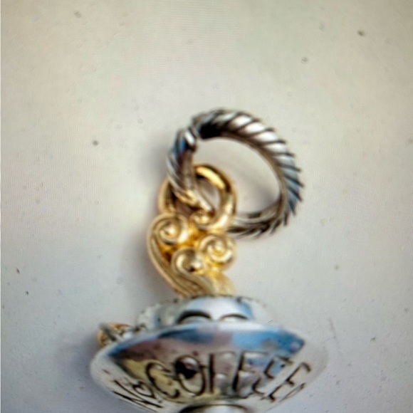 Brighton Silvertone Goldtone Coffe Cup Charm - Picture 2 of 6